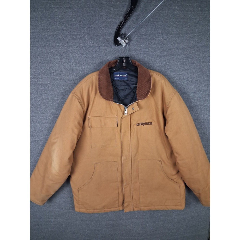 VTG Swingster Mens Coat Large Brown Canvas US Made Chore Coat Barn Work